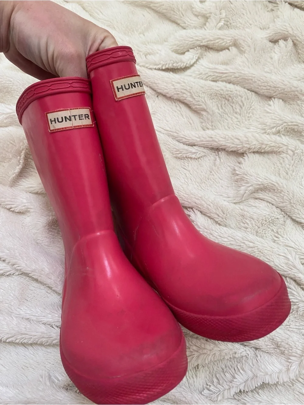Hunter Original Kids First Classic Gloss rain boots pink Sz 10.5Y